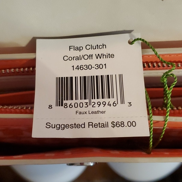 Vera Bradley Flap Clutch - Coral/Off-white - Picture 7 of 8